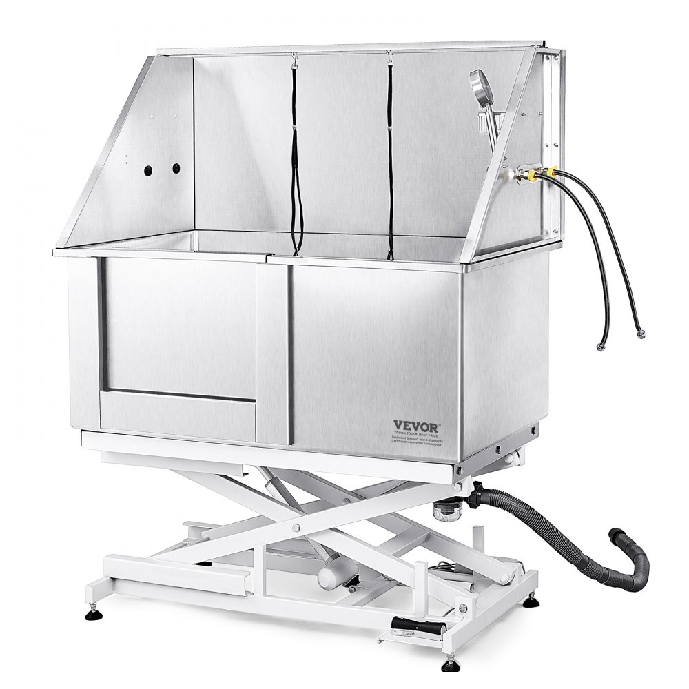 VEVOR 50" Pet Dog Bathing Station Electric Height Adjustment, Professional Stainless Steel Dog Grooming Tub w/ Soap Box, Faucet,Rich Accessory,Bathtub for Multiple Pets, Washing Sink for Home(Left) - DDSJBXGCWYG59BBE9V1