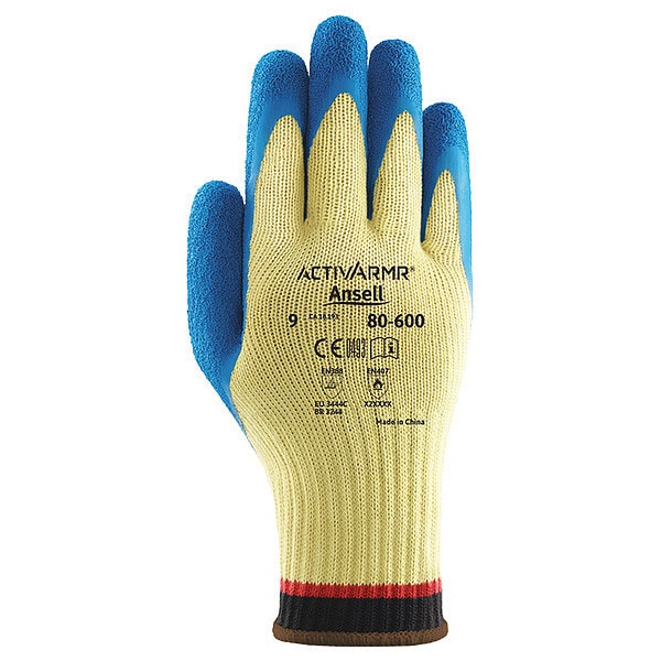 Guantes recubiertos resistentes a cortes de Ansell, Nivel de corte A2, 10 ga, amarillos, XL (10) - 80-600.