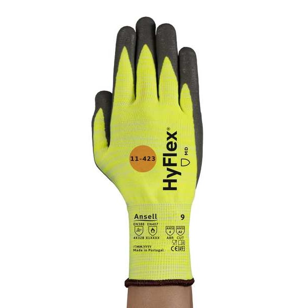 Guantes recubiertos resistentes a cortes Ansell, Nivel de corte A2, 13 ga, Gris, 10 - 11-423