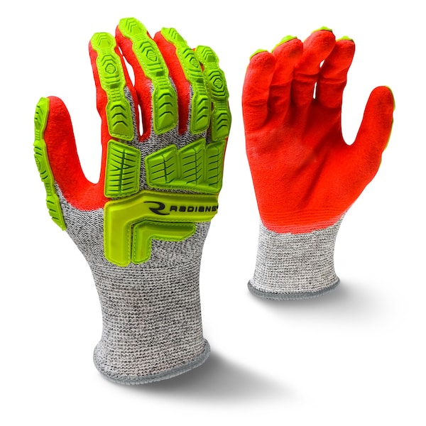 Guantes recubiertos de impacto resistentes al corte de alta visibilidad Radians, Nivel de corte A5, gris, talla S - RWG603S