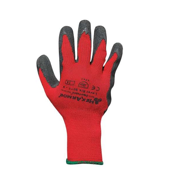 Guantes recubiertos resistentes a cortes de Hexarmor, Nivel de corte A7, calibre 10, color rojo, talla L (9) - 9011-L (9)