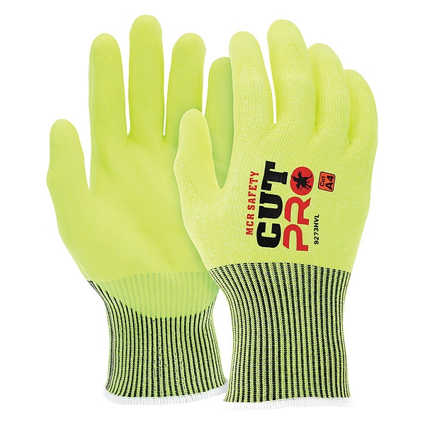 Guantes recubiertos Mcr Safety, Nivel de corte A4, 13 ga, Amarillos, M - 9273HVM