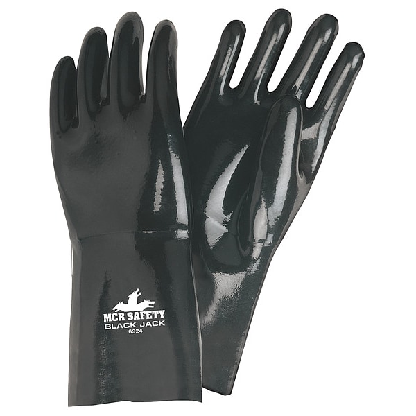 Guante resistente a químicos Mcr Safety, XL, Negro, Paquete de 12 - 6924XL