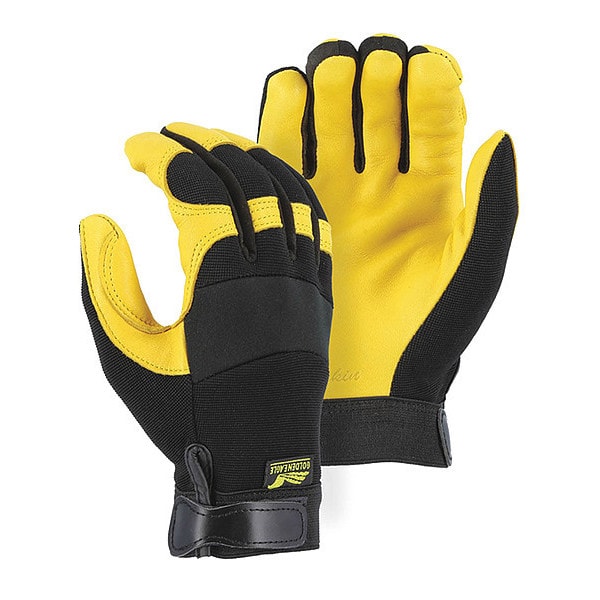 Guantes de cuero Majestic Glove, L, Negro/Dorado, Tejido elástico con nudillos de Neopreno - 2150/10