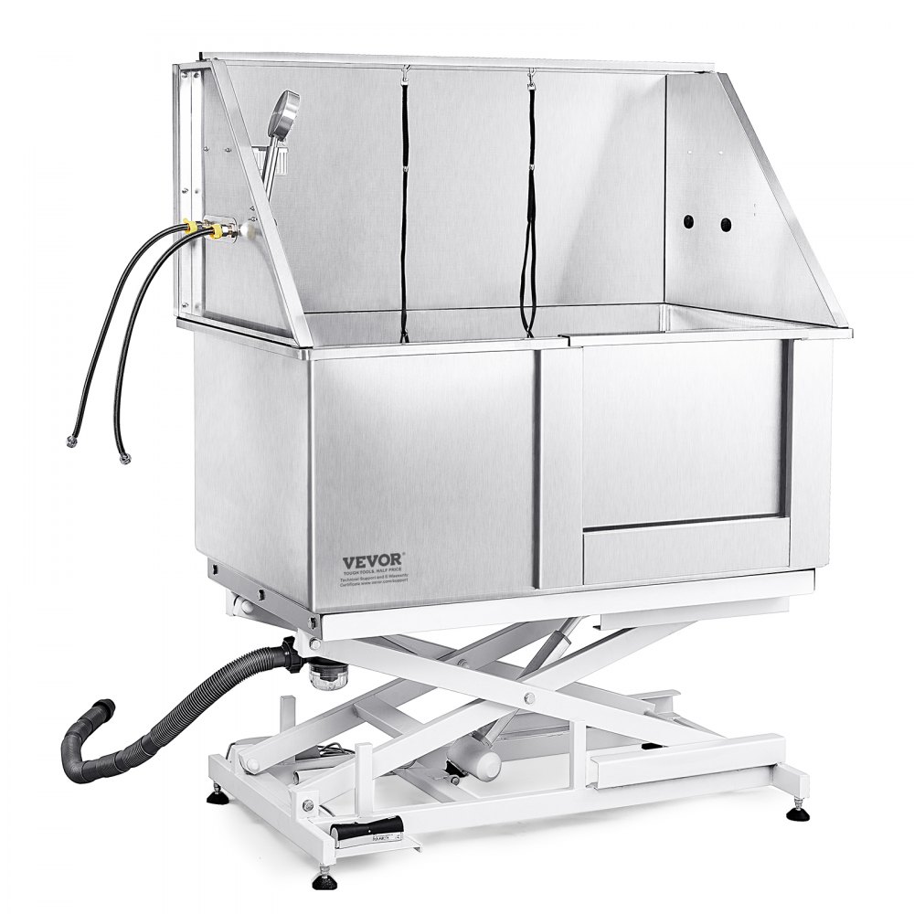 VEVOR 50" Pet Dog Bathing Station Electric Height Adjustment, Professional Stainless Steel Dog Grooming Tub w/ Soap Box, Faucet,Rich Accessory,Bathtub for Multiple Pets, Washing Sink for Home(Right) - DDSJBXGCWYG5LZSRQV1