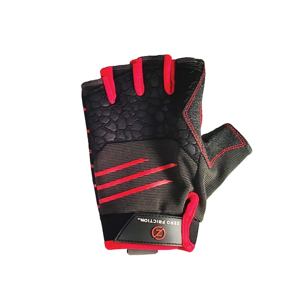 Guante de trabajo universal con agarre de medio dedo de Cero Fricción, color rojo - WG610001