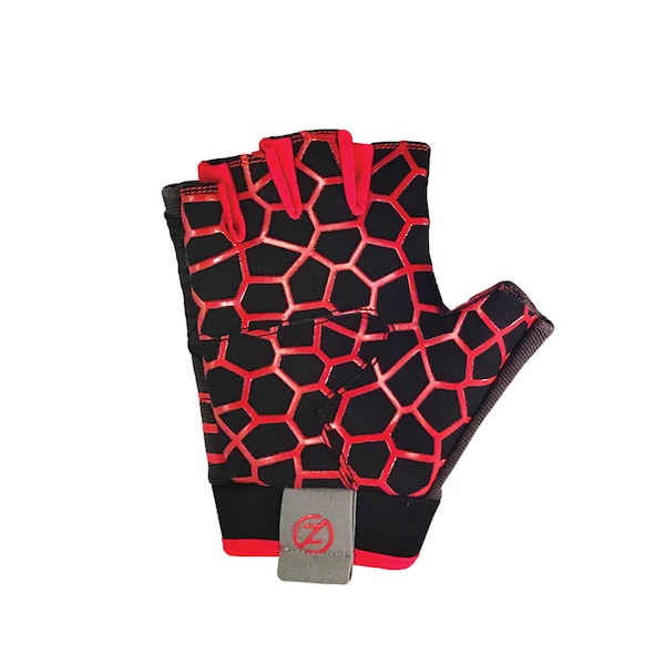 Guante de trabajo universal con agarre de medio dedo de Cero Fricción, color rojo - WG610001
