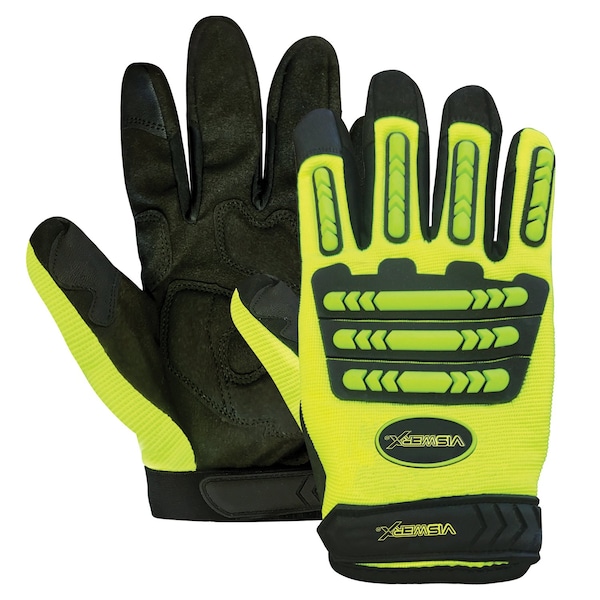 Guante de Mecánico de Alta Visibilidad Viswerx con Protectores de Muñeca y Nudillos Ajustables XL - 127-11043