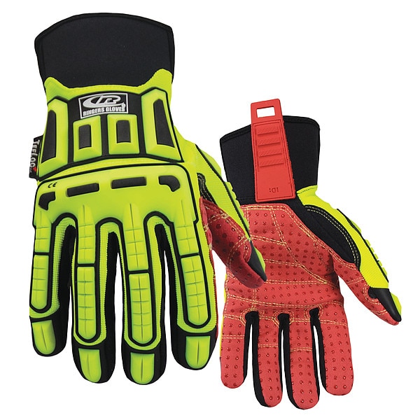 Guantes Ringers Hi-Vis Resistentes al Corte con Protección contra Impactos, Nivel de Corte A2, Lima, Talla S - 270-08