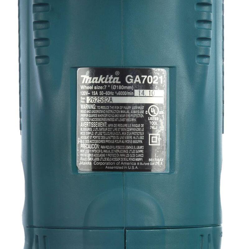 Makita 15 Amperios Cableado 7 pulgadas Amoladora Angular con Rueda de Rectificado, Mango Lateral y Protector de Rueda con Rueda de Copa de Diamante de 7 pulgadas y 24 segmentos - GA7021-A-96425