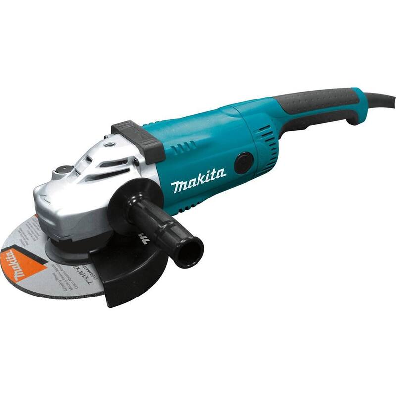 Makita 15 Amperios Cableado 7 pulgadas Amoladora Angular con Rueda de Rectificado, Mango Lateral y Protector de Rueda con Rueda de Copa de Diamante de 7 pulgadas y 24 segmentos - GA7021-A-96425
