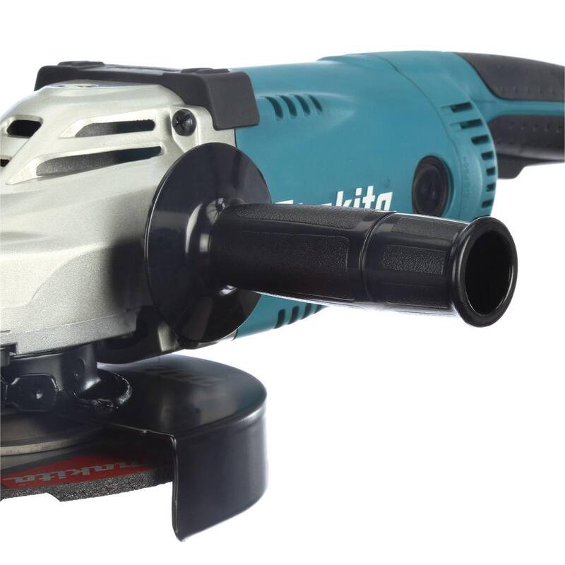Makita 15 Amperios Cableado 7 pulgadas Amoladora Angular con Rueda de Rectificado, Mango Lateral y Protector de Rueda con Rueda de Copa de Diamante de 7 pulgadas y 24 segmentos - GA7021-A-96425