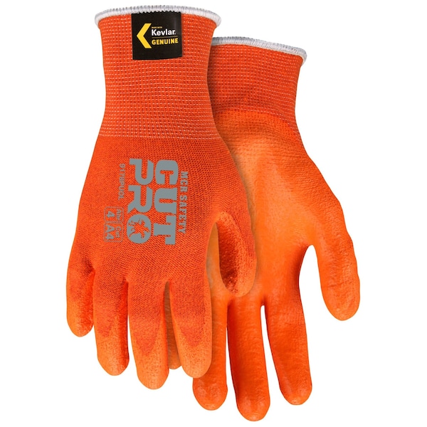 Guantes de seguridad Mcr, Kevlar naranja/PU naranja XS, paquete de 12 - 9178PUOXS