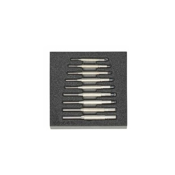 Holex 9 Pc Pin Punch with Guide Sleeve Set in Foam, 0.9 mm to 5.9 mm - 954645 9