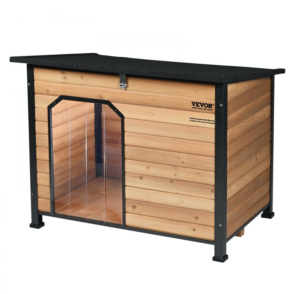 VEVOR Outdoor Dog House, Waterproof Insulated Dog House with Elevated Floor, Anti-Bite Wood Dog House Outdoor Iron Frame, Open Roof, for Medium to Large Dogs - GMLGWZSMZZH0O2CG0V0