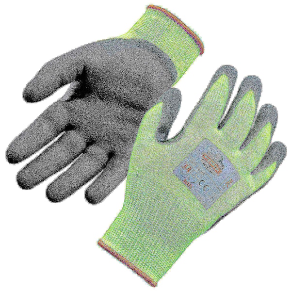Guantes de corte nivel 4 con recubrimiento de nitrilo de alta visibilidad en color verde limón de Ergodyne 7041 - 17812.