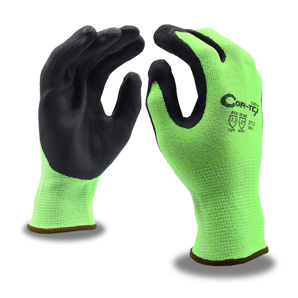 Guantes de alto rendimiento, resistencia al corte, acero y vidrio Cordova, color lima de alta visibilidad, con recubrimiento HPPE COR-TEX, talla XL - 3713XL