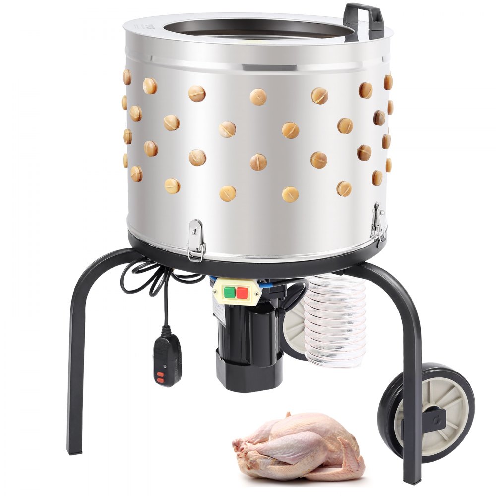 VEVOR Chicken Plucker Machine, Feather Plucker with 20-inch Stainless Steel Drum, Defeathering Equipment with 108 Soft Fingers, Simple Debris Collection, 500W High Power Poultry Plucking - JQTMJH1100W20B7SXV1