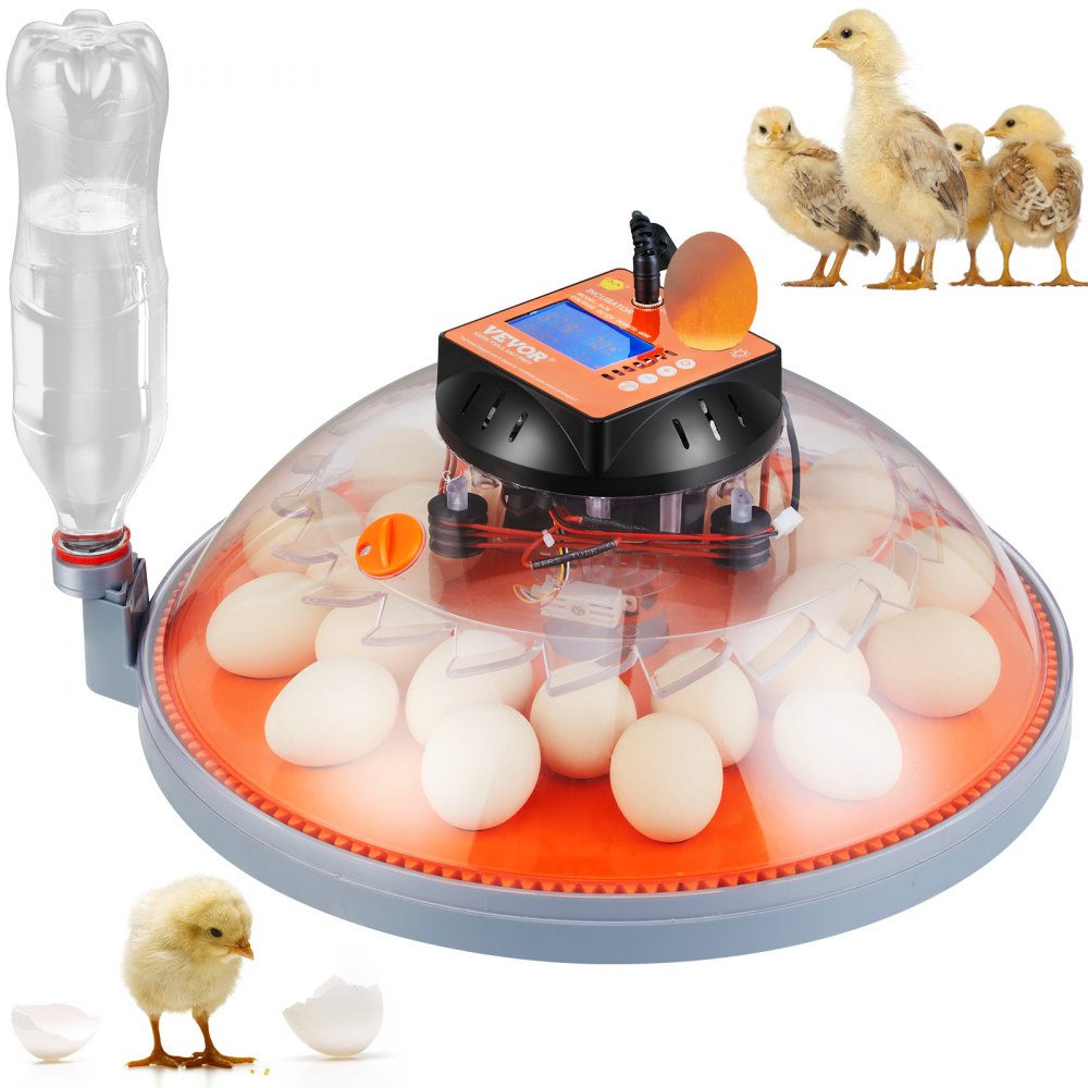 VEVOR Egg Incubator, Incubators for Hatching Eggs, Automatic Egg Turner with Temperature and Humidity Control, 24 Eggs Poultry Hatcher with ABS Transparent Shell for Chicken, Duck, Quail - JQDLFYQ24MYADS1U6V5