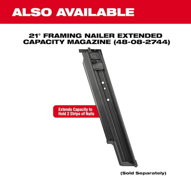 Clavadora inalámbrica Milwaukee M18 FUEL de 18 voltios y 21 grados de ángulo con tecnología de iones de litio y cepillado sin escobillas (solo la herramienta) - 2744-20.