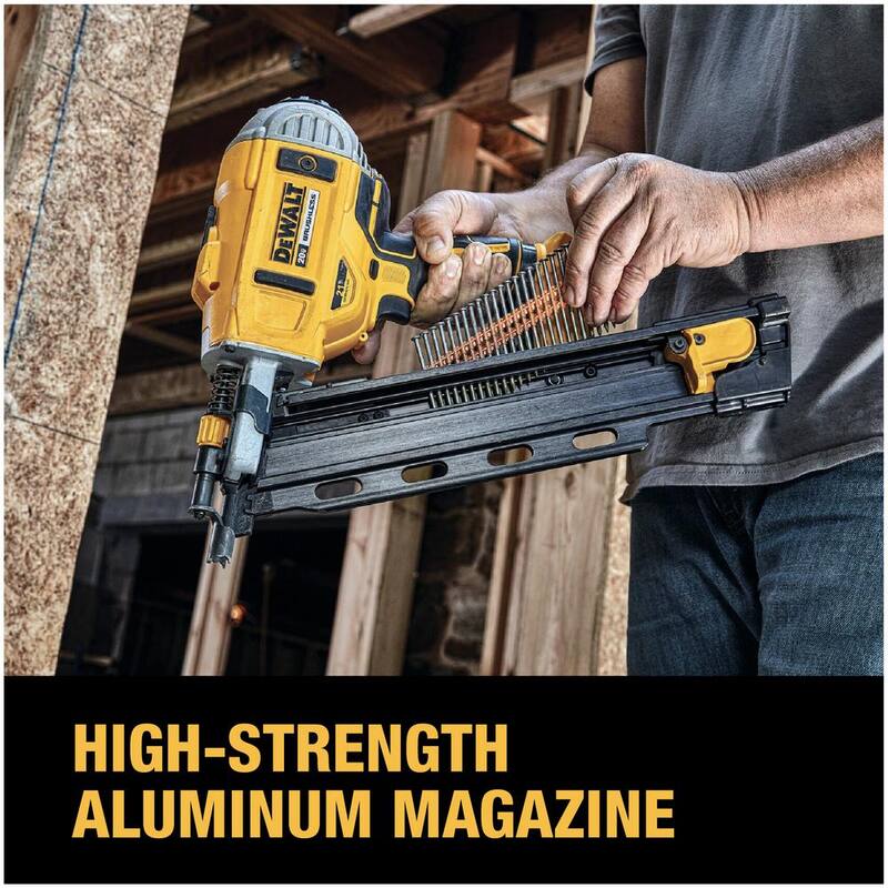 Clavadora de estructuras inalámbrica Dewalt 20V MAX XR de iones de litio sin escobillas de 2 velocidades y 21° con cargador y batería de 4.0Ah - DCN21PLM1.
