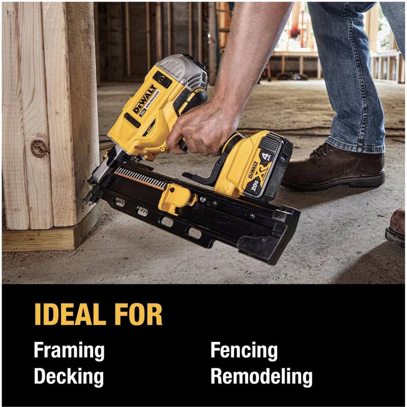 Clavadora de estructuras inalámbrica Dewalt 20V MAX XR de iones de litio sin escobillas de 2 velocidades y 21° con cargador y batería de 4.0Ah - DCN21PLM1.