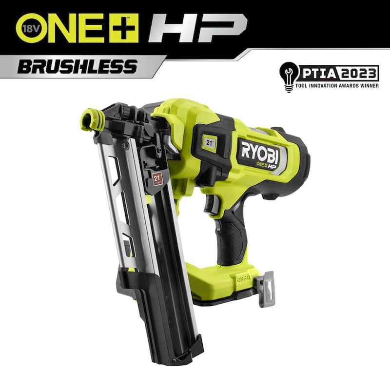 Clavadora de armazón RYOBI ONE+ HP 18V sin escobillas AirStrike de 21° inalámbrica (solo herramienta) - PBL345B