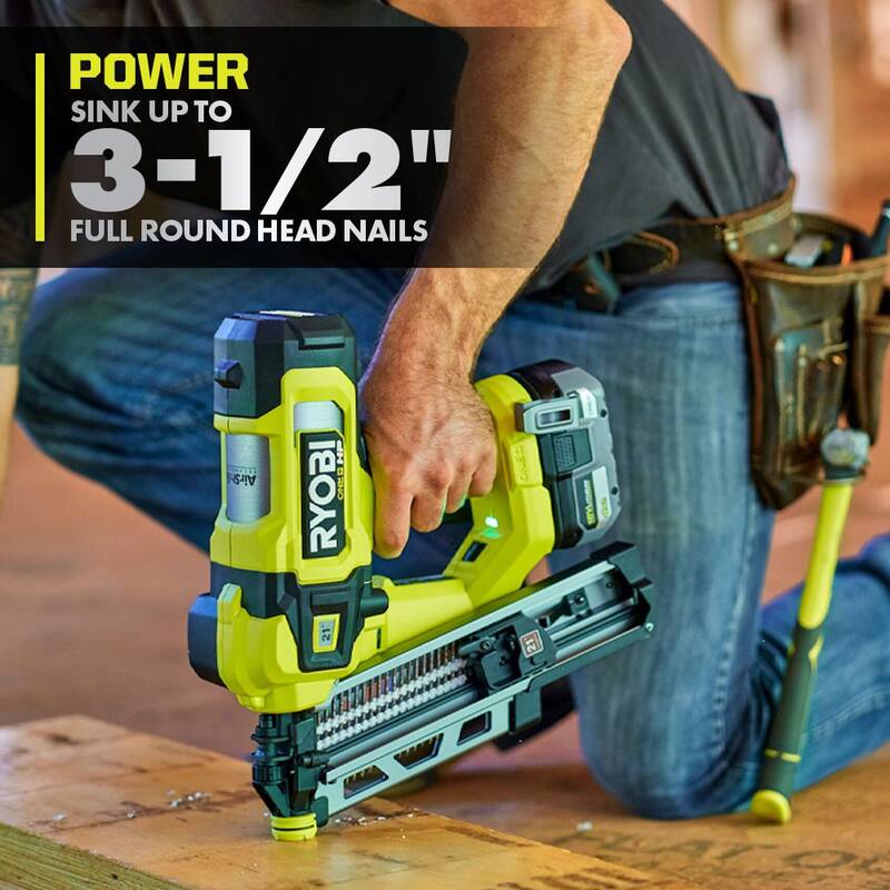 Clavadora de armazón RYOBI ONE+ HP 18V sin escobillas AirStrike de 21° inalámbrica (solo herramienta) - PBL345B