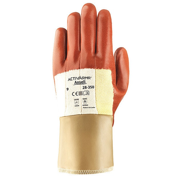 Guantes recubiertos resistentes al corte Ansell, Nivel de corte A2, Color oro/naranja, Talla L - 28-350