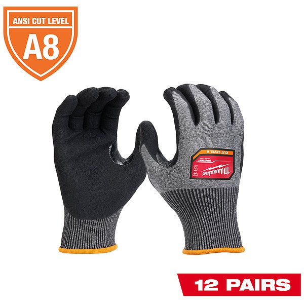 Guantes sumergidos de protección contra cortes de Milwaukee Tool, Nivel de corte A8, calibre 18, Talla L (9) - 48-73-7022B