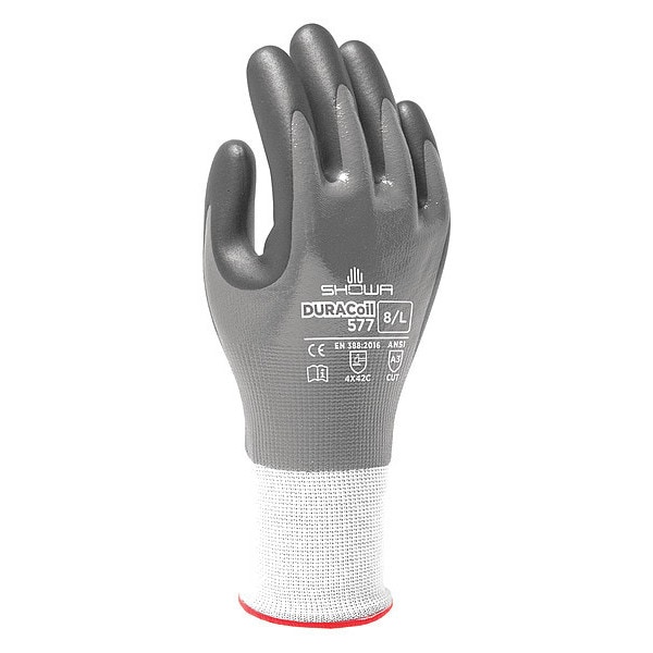 Guantes con recubrimiento resistente a cortes Showa, Nivel de corte A3, Negro/Gris, 2XL (10) - 577XXL-10-V