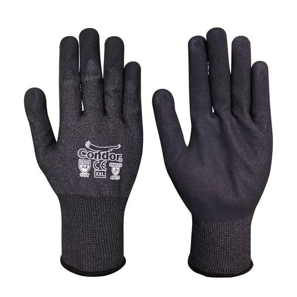 Guantes tejidos Condor, Nivel de Corte A4, 18 ga, color negro, 2XL (11) - 61JC42.