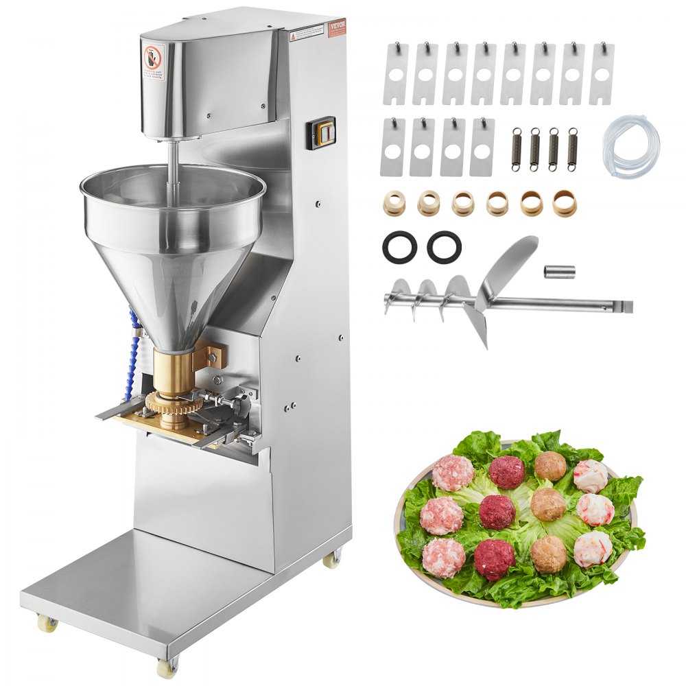 VEVOR Commercial Meatball Forming Machine, 280 PCs/min Automatic Meatball Maker, 1100W Electric Fish Beef Pork Shrimp Ball Making Tool, Stainless Steel Meatball Former with 18/20/22/26/30/32 mm Models - RWJ11KWRWCX0MIGN3V1