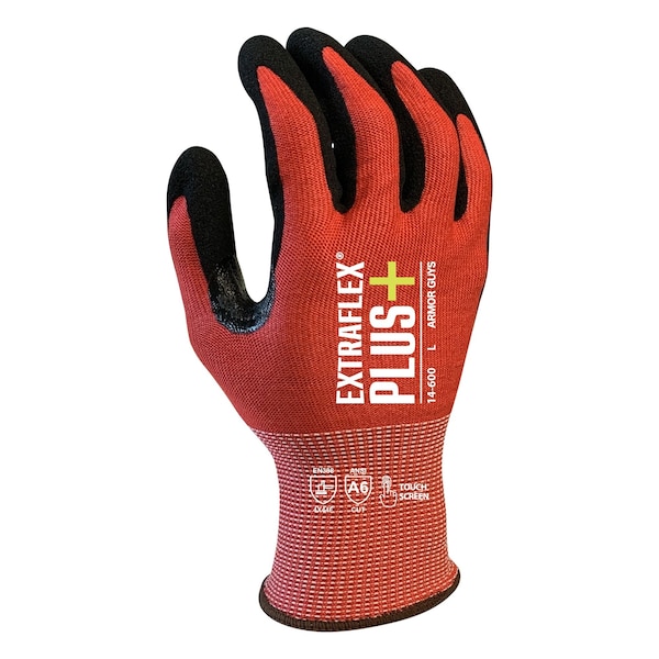 Guantes resistentes a cortes para hombres Armor Guys, Nivel de corte A6, 18g, Rojo/Negro, L - 14-600-L