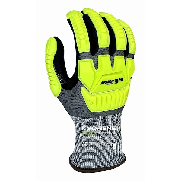 Guantes resistentes al corte Armor Guys, Nivel de corte A7, 18g, Gris/Negro/Amarillo Visibilidad Alta, Talla M - 00-877-M.