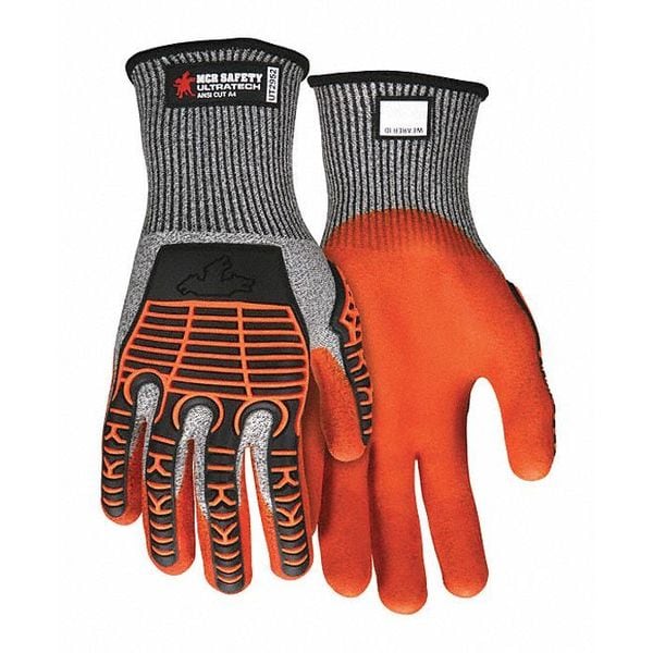 Guantes recubiertos de impacto resistentes a cortes Mcr Safety, Nivel de corte A4, 13 ga, gris, M - UT2952M