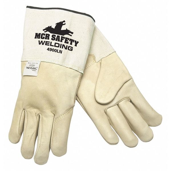Guantes de soldadura MIG/TIG de Mcr Safety, palma de cuero de vaca, talla L, paquete de 12 - 4900LN