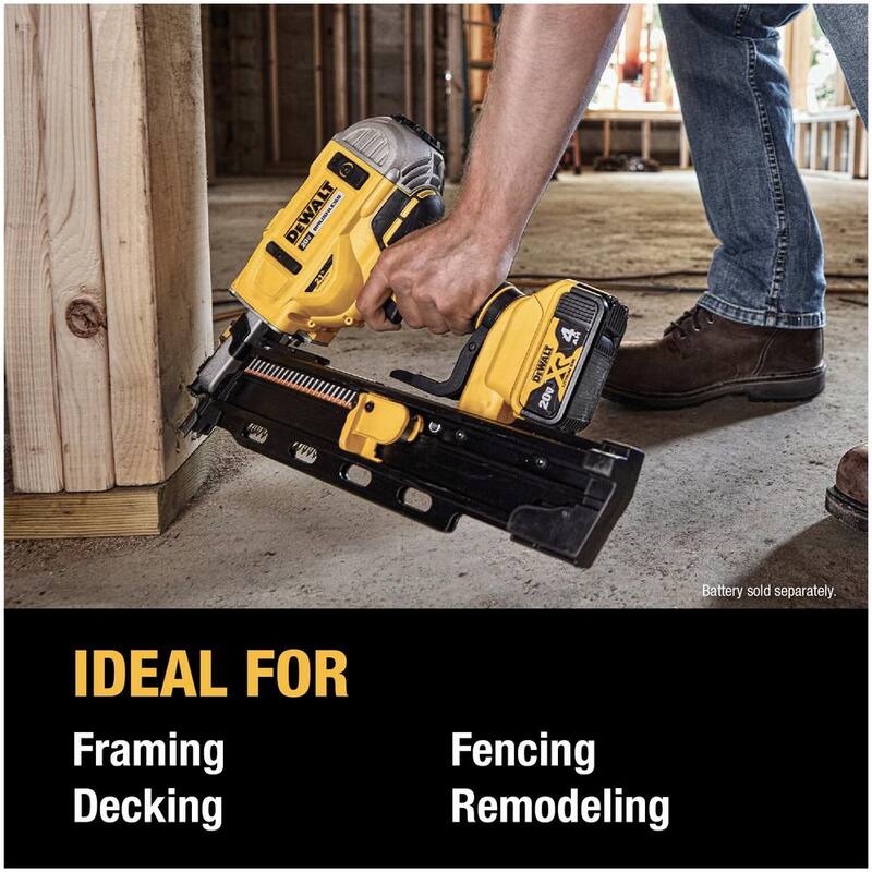 DEWALT 20V MAX XR Clavadora inalámbrica de iones de litio sin escobillas 2 velocidades 21° de plástico (herramienta solamente) - DCN21PLB