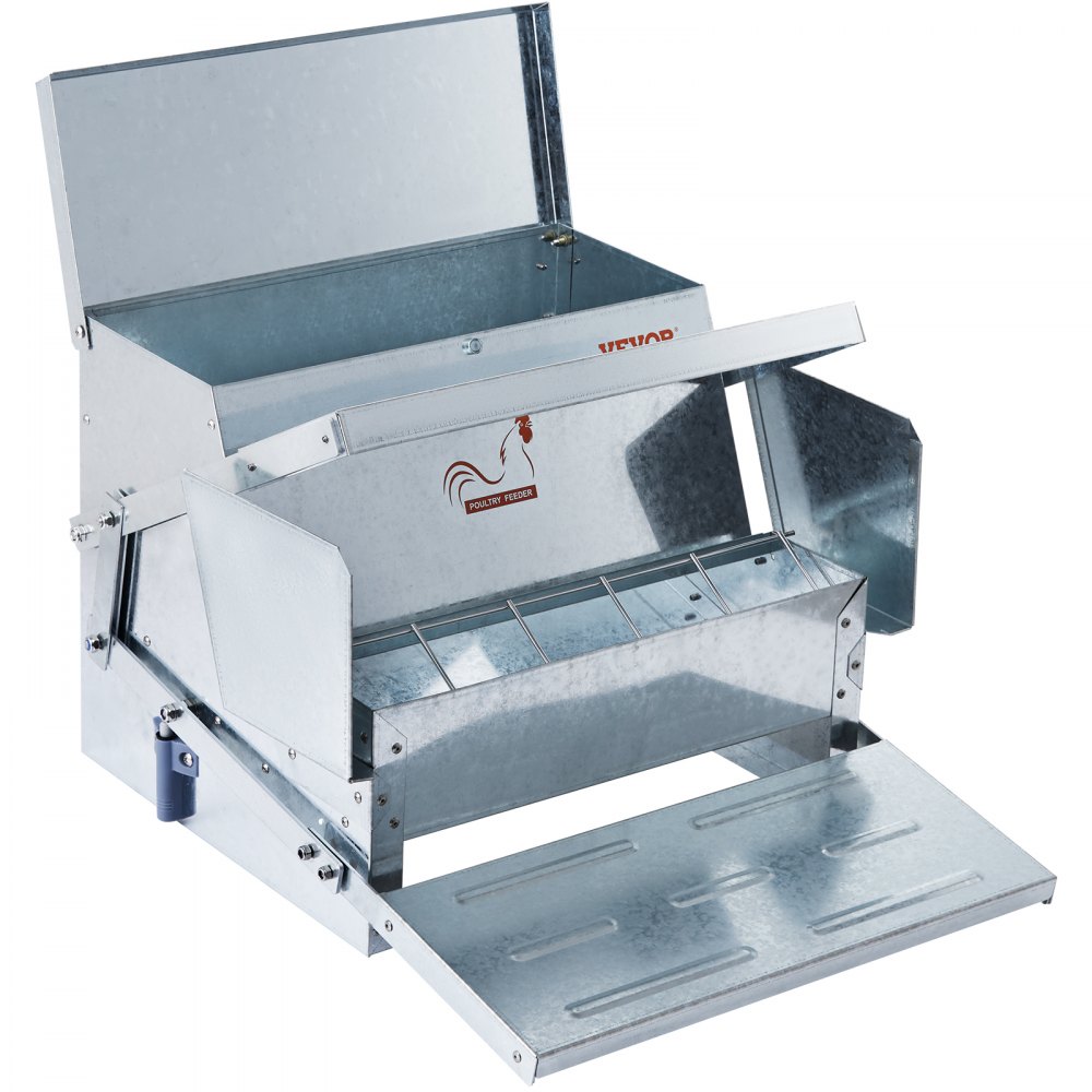 VEVOR Automatic Chicken Feeder, 25 lbs Capacity Feeds 10 Chickens up to 11 Days, Galvanized Steel Poultry Feeder - JQWLQ25LBS00D0C1ZV0