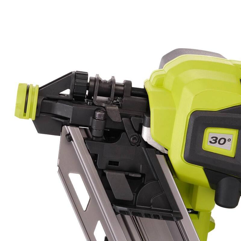 RYOBI ONE+ HP 18V Clavadora inalámbrica para marcos de 30° sin escobillas AirStrike (solo herramienta) - PBL350B