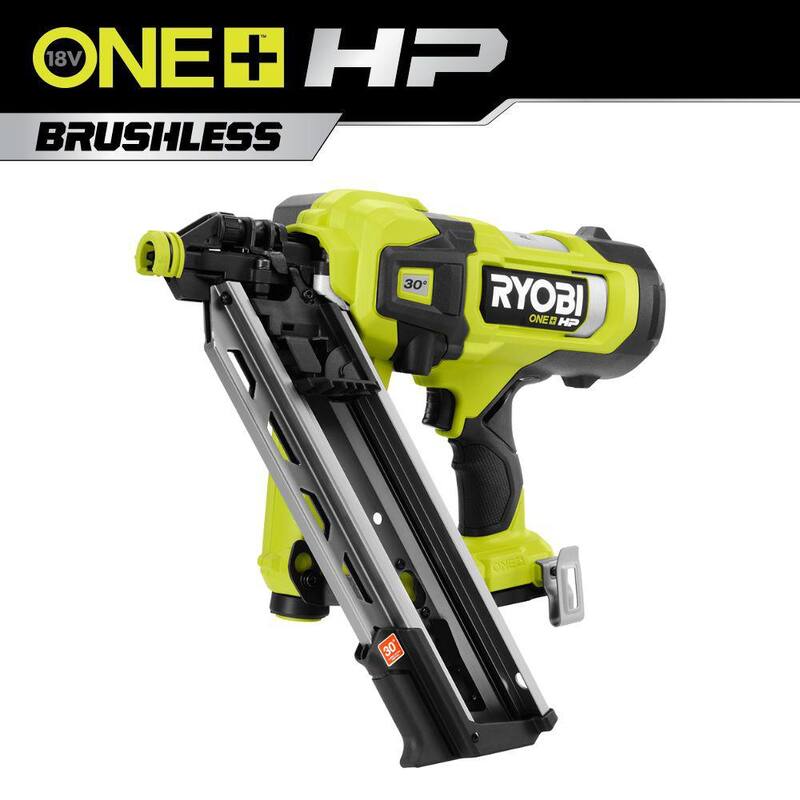 RYOBI ONE+ HP 18V Clavadora inalámbrica para marcos de 30° sin escobillas AirStrike (solo herramienta) - PBL350B