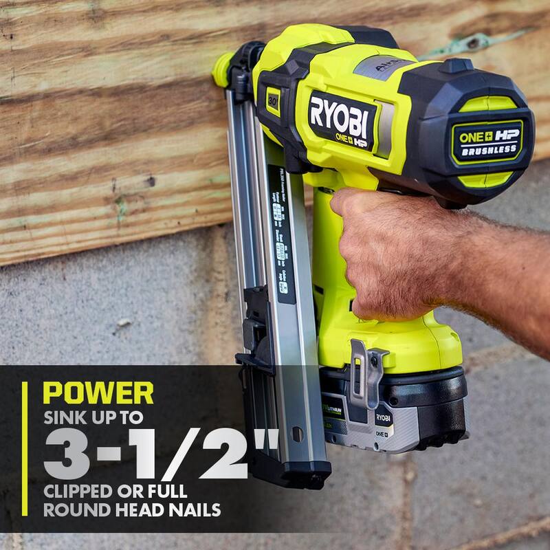 RYOBI ONE+ HP 18V Clavadora inalámbrica para marcos de 30° sin escobillas AirStrike (solo herramienta) - PBL350B