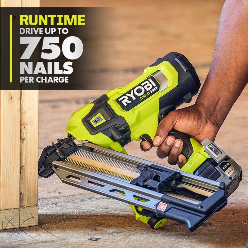 RYOBI ONE+ HP 18V Clavadora inalámbrica para marcos de 30° sin escobillas AirStrike (solo herramienta) - PBL350B