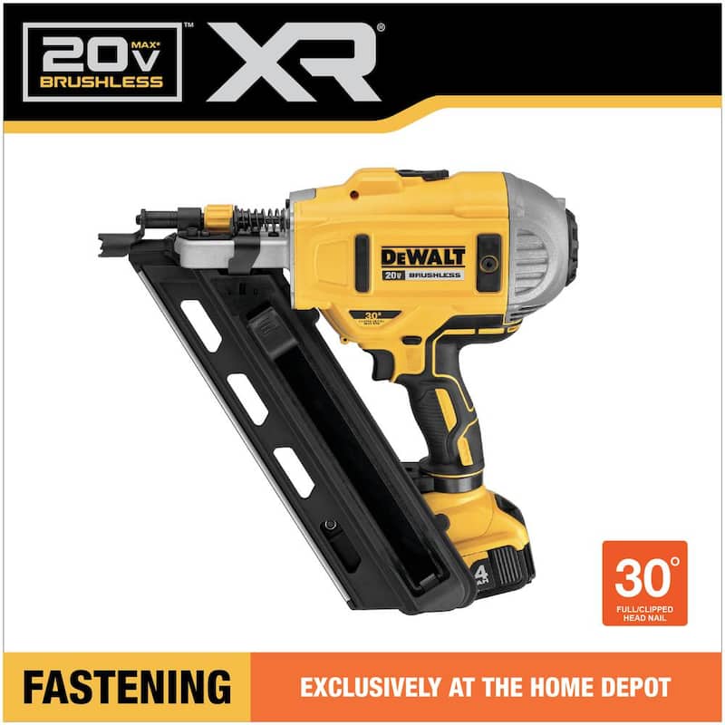 DEWALT 20V MAX XR Clavadora inalámbrica sin escobillas de iones de litio de 2 velocidades 30° con carga de papel de 4.0Ah y cargador - DCN692M1