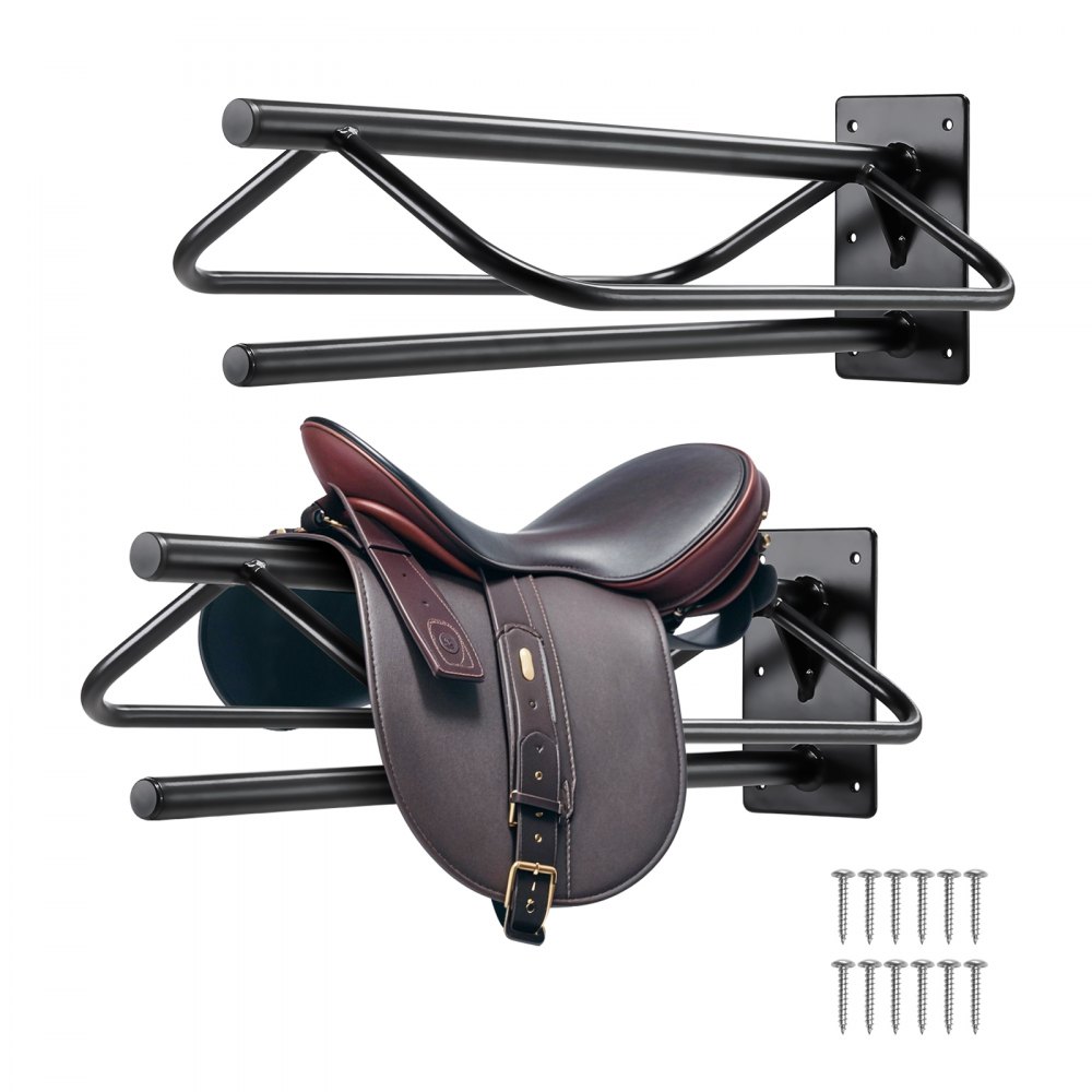 VEVOR Saddle Rack with Pad Bar 2 Packs Wall Mounted Horse Saddle Stand Black - MAJYZXGDZK23UCBGYV0