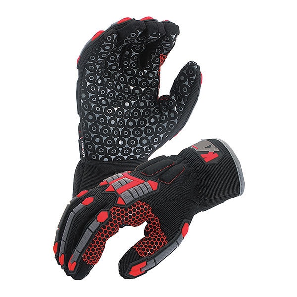 Guantes de Mecánico de Seguridad Azusa, M, Negro/Rojo - KX03