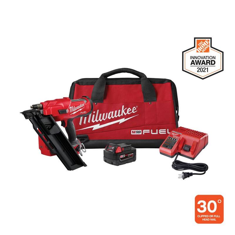 Milwaukee M18 FUEL 3-1/2 in. 18-Volt 30-Degree Lithium-Ion Brushless Cordless Framing Nailer Kit with 5.0 Ah Battery Charger, Bag - 2745-21

Milwaukee M18 FUEL 3-1/2 pulgadas 18 voltios 30 grados Kit de clavadora para marcos inalámbrica sin escobillas de iones de litio con cargador de batería de 5.0 Ah, bolsa - 2745-21