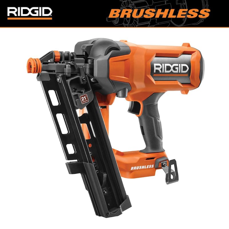 Clavadora de armazón inalámbrica sin escobillas RIDGID 18V de 21° y 3-1/2 pulgadas (Herramienta solamente) - R09894B