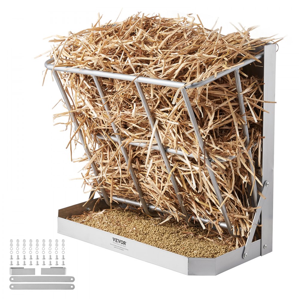 VEVOR Wall Mounted Goat Hay Feeder 2 in 1 Hay and Grain Feeder 39.5 Gallons - SCWSQEHYBGSWCN87VV0