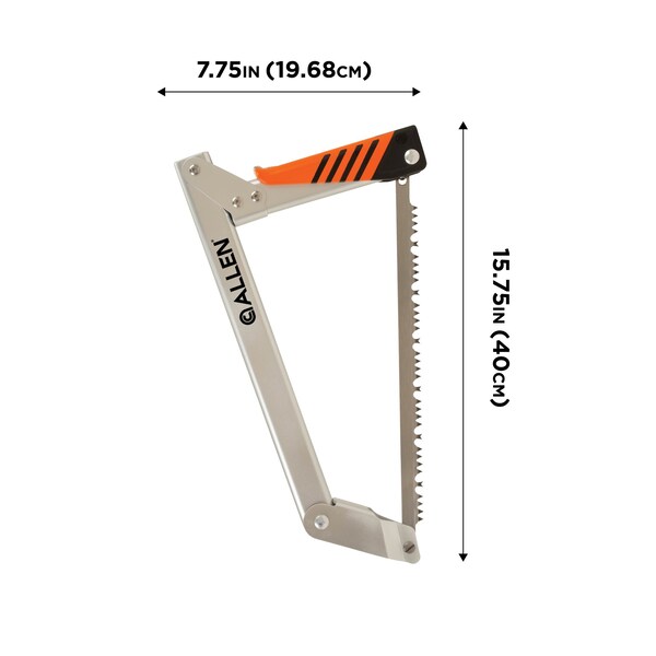 Allen Co Huntsman Folding Saw & Sheath, 1 Wood Blade & 1 Bone/Metal Blade, 11 in. Blades, Gray/Orange/Black - 18920